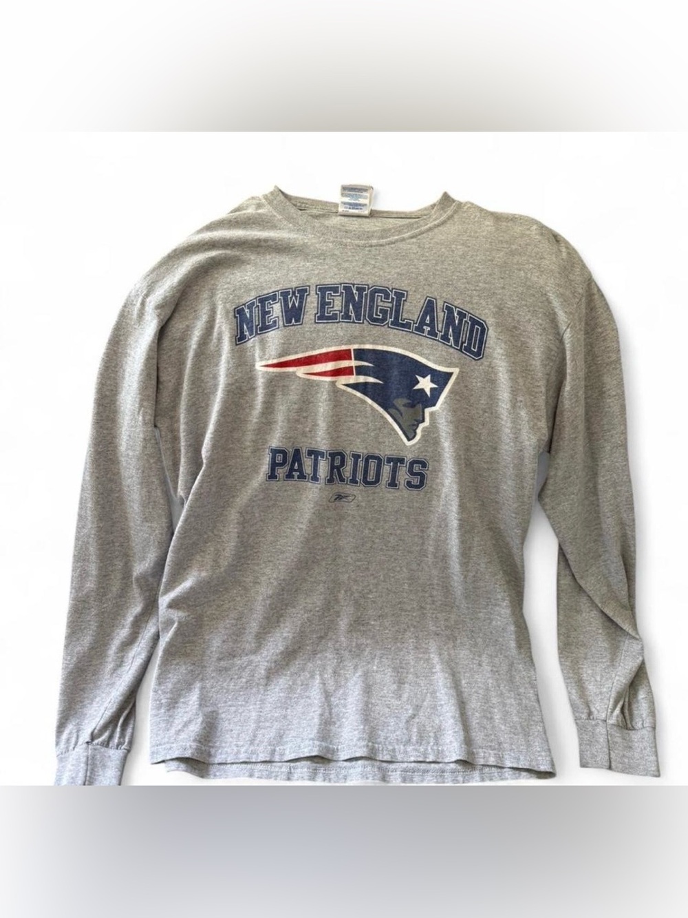 Vintage Y2K Reebok NFL New England Patriots Grey Longsleeve Shirt Sz M